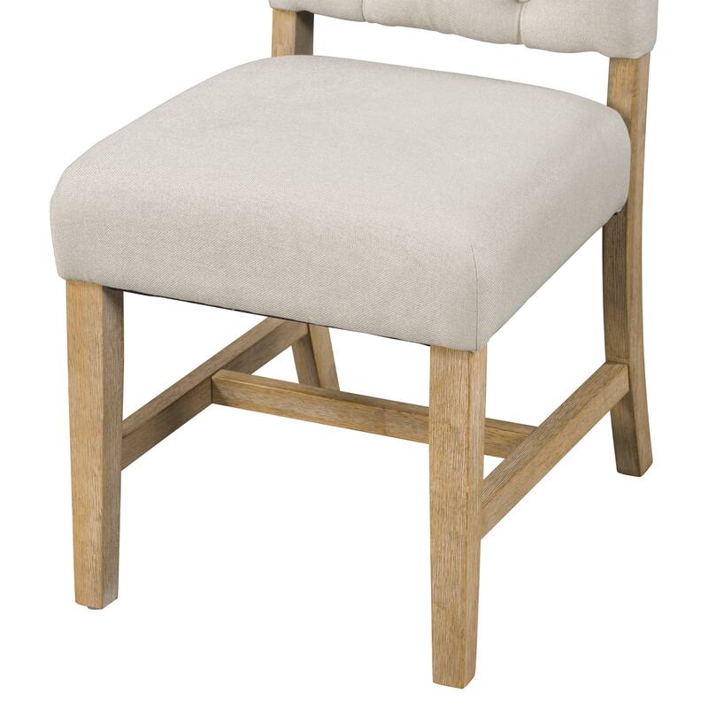 Natural Wood Wash Retro 5-Piece Wooden Dining Table Set with Extendable Round Table & 4 Chairs