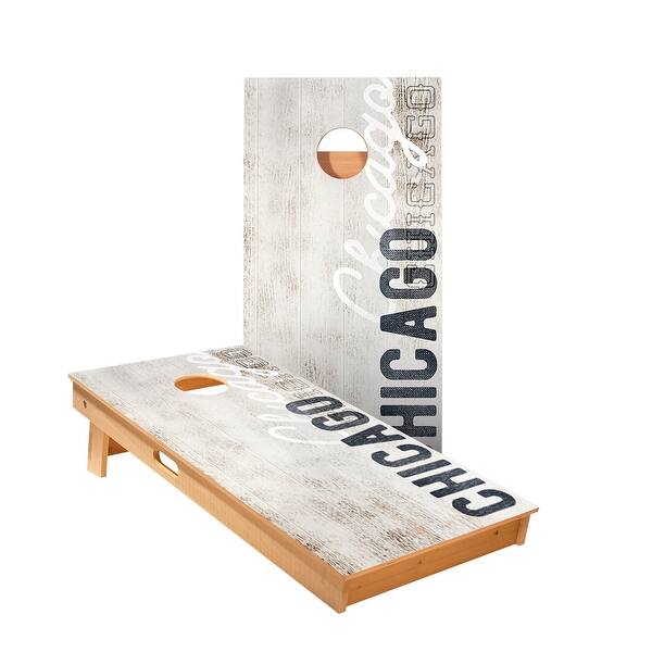 slide 2 of 5, Chicago Vintage Gameday Cornhole Boards NO Bags - Add Board Lights