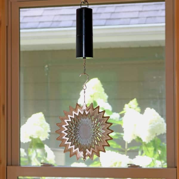Sunnydaze Silver Star Wind Spinner with Battery Operated ...