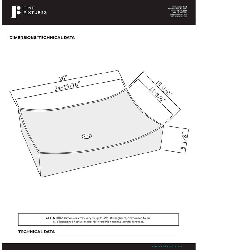 Fine Fixtures Vitreous China Sloping Rectangular White Vessel Sink