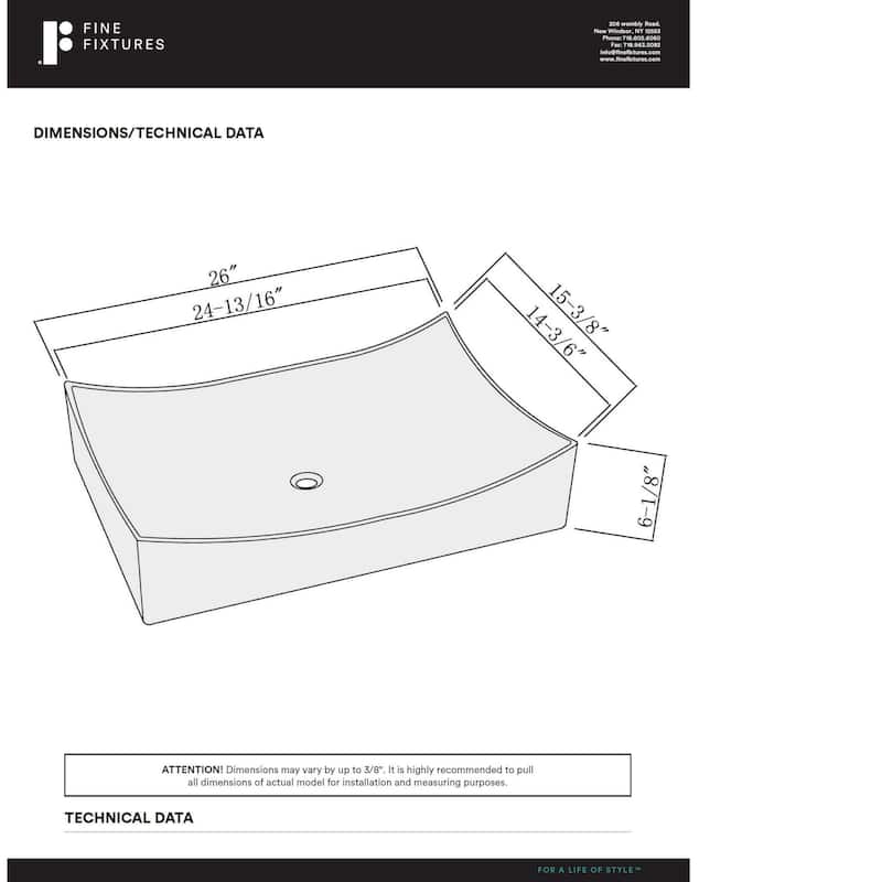 Fine Fixtures White Ceramic Chinaware 26-inch Vessel Sink