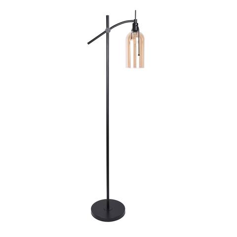 66" Metal Floor Lamp w/ Glass Shade & Edison Bulb