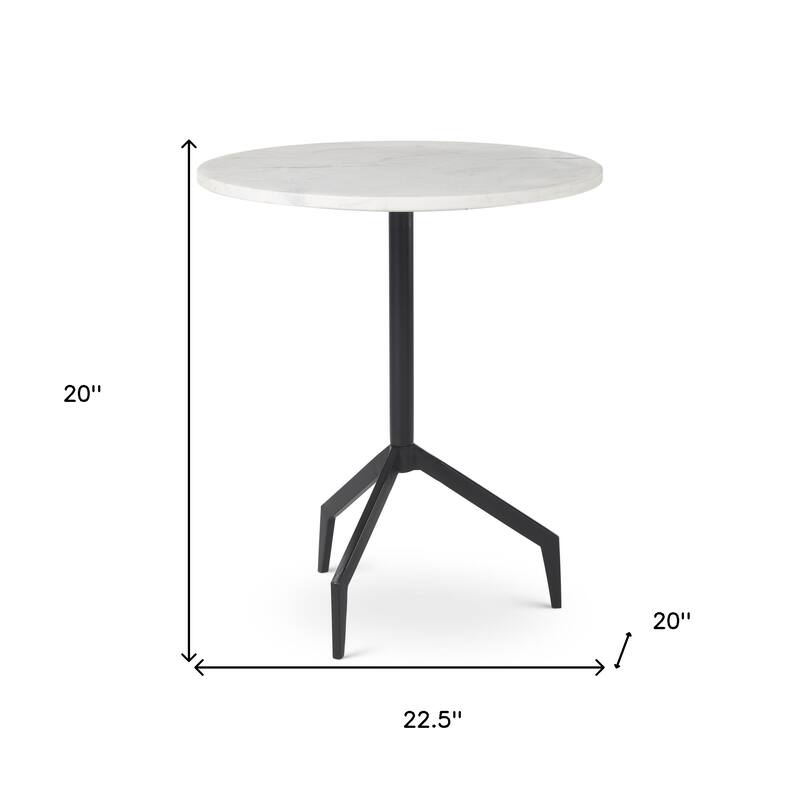 HomeRoots 23" White and Black Stone and Metal Tray Table - 22.50 in. x 20.00 in. x 20.00 in.