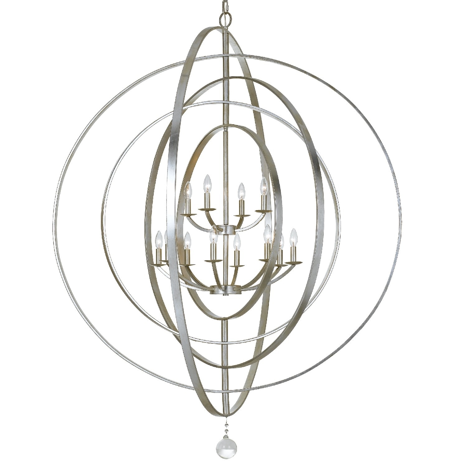 Luna 12 Light Antique Silver Sphere Chandelier - 60'' W x 63'' H