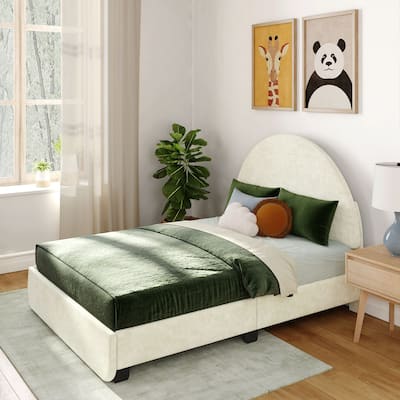 Max and Lily Full-Size Upholstered Bed with Arched Headboard