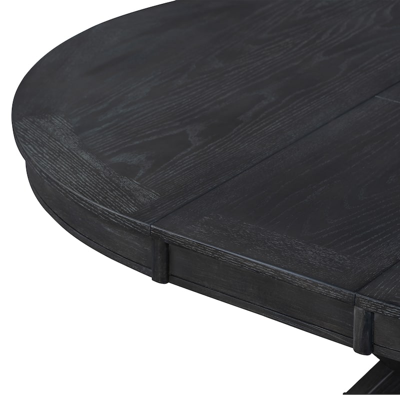 Retro Functional Extendable Dining Table with a 12" Leaf for Dining Room and Living Room