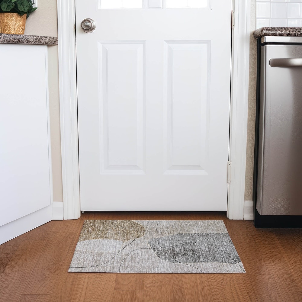 Machine Washable Indoor/ Outdoor Chantille Abstract Contemporary Rug