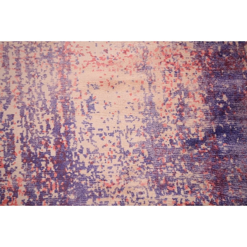 Contemporary Round Area Rug Handmade Abstract Wool Carpet - 6'7" x 6'6"