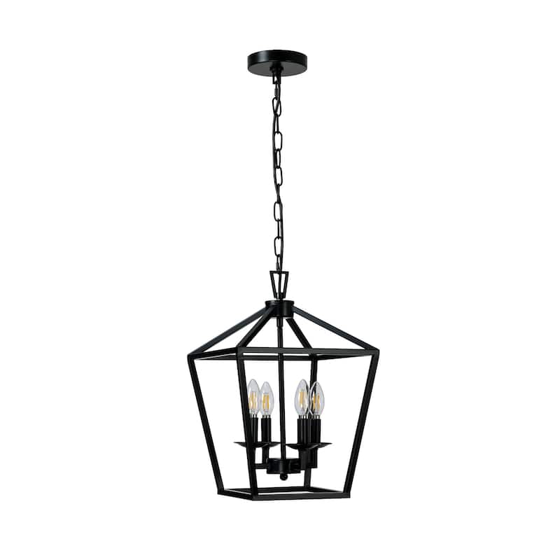 Cage Chandelier 4-Light Lantern Square Light Pendant