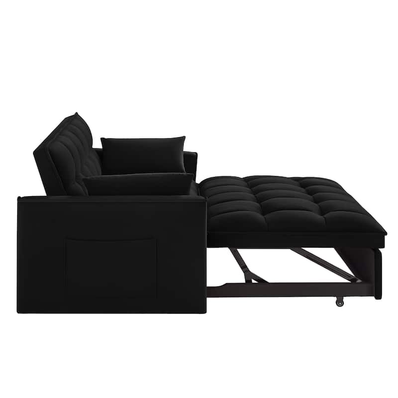 Convertible Loveseat Sleeper Sofa Bed, Couch Settee with Pillows, 2-Seater Sofa with Armrests and Storage Pockets