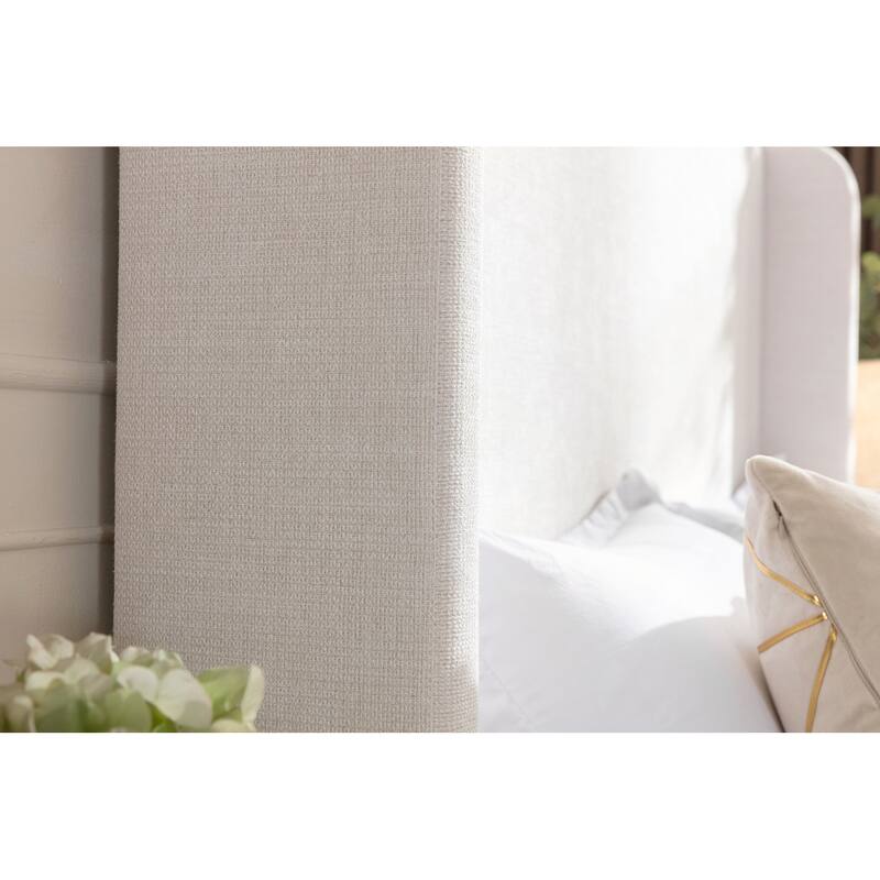 Elegant Upholstered Bed with Wingbacks and No Box Spring for Relaxing