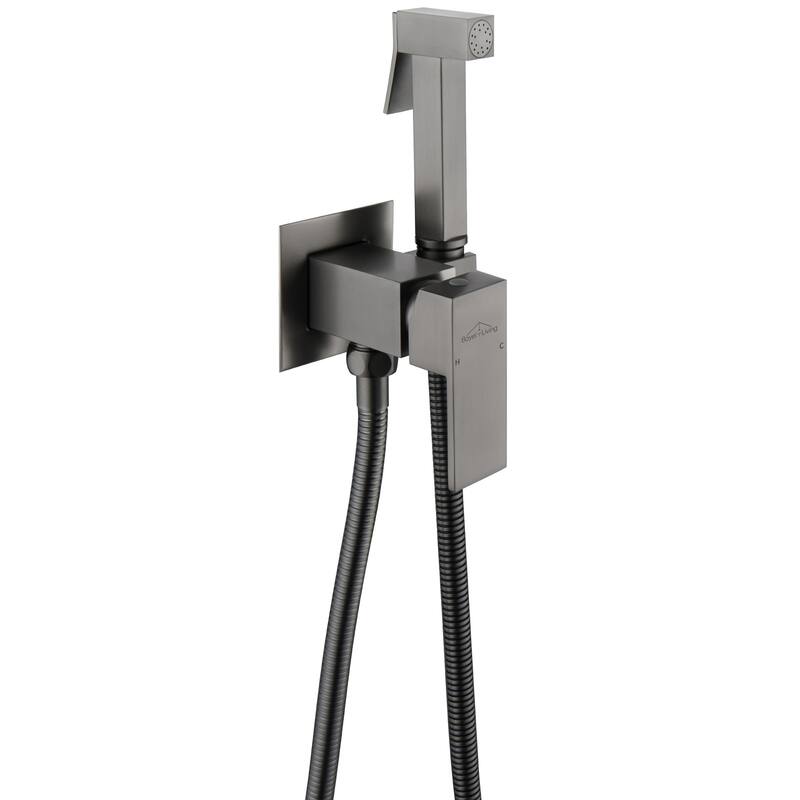 Wall Mount Single-Handle Bidet Faucet with Handle - Grey