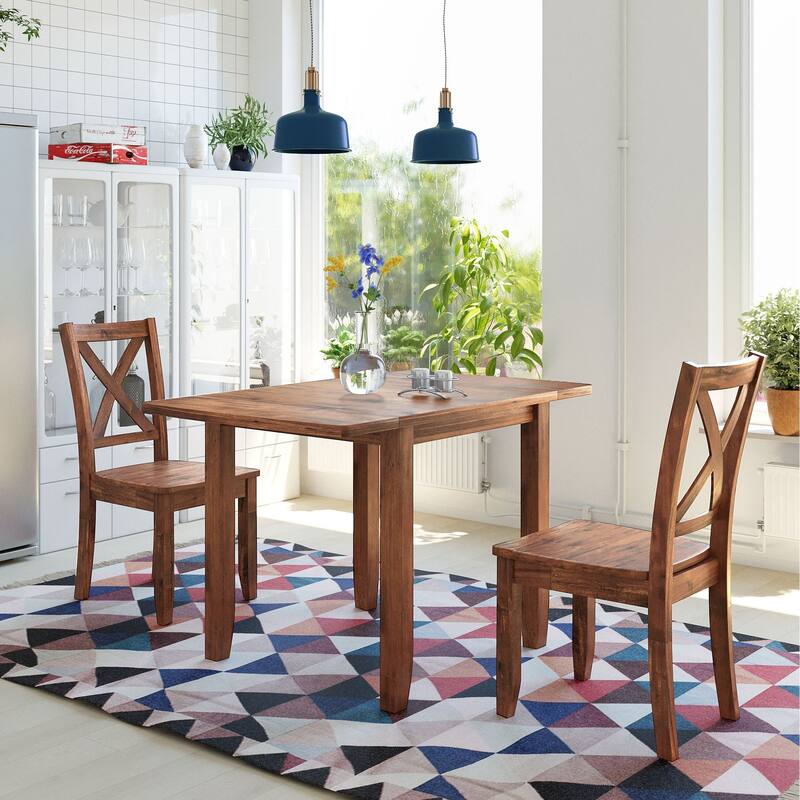 Wood Drop Leaf Breakfast Nook Dining Set (Set of 3)