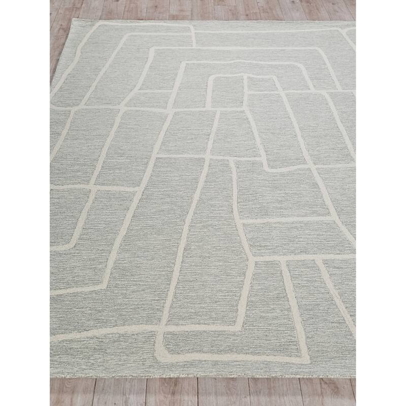 Exquisite Rugs Tangiers Handmade Hand-tufted New Zealand Wool on Canvas Blue/Ivory Area Rug