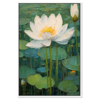 Art Remedy This Is My Waterlily Framed Impressionism 1 Piece Canvas Wall Art /Monet And Van Gogh Inspired Art