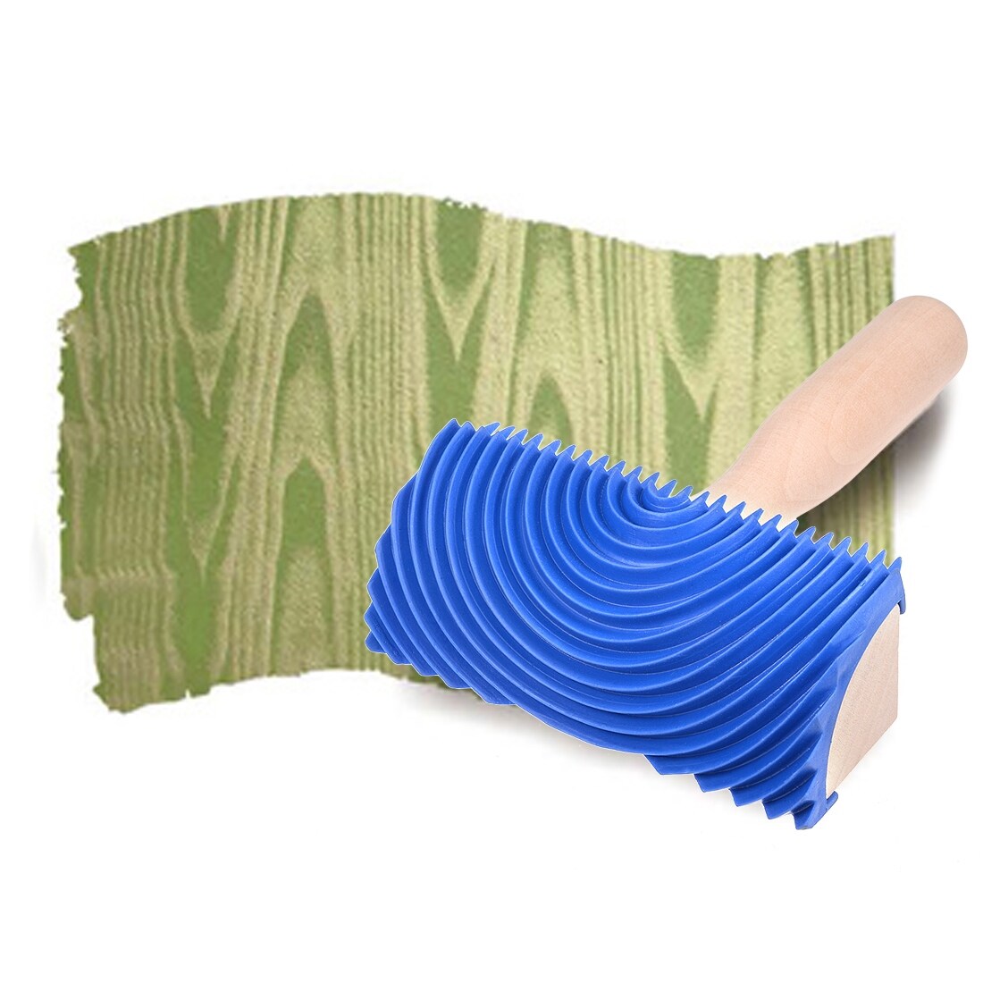 Wood Grain Tool 5 w Wooden Handle Rubber Graining Pattern Stamp Wall  Decoration - Blue - MS19A-5-inch Wooden Handle - Bed Bath & Beyond -  26851094