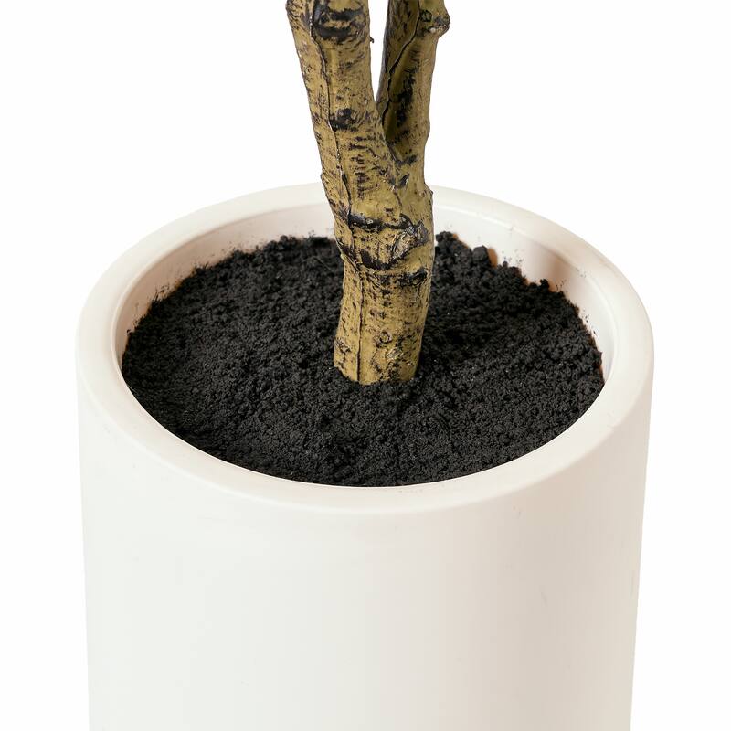 American Art Decor Artificial Faux Tree in White Tapered Ceramic Pot