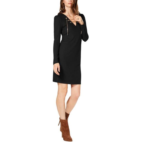 slide 1 of 12, Michael Kors Womens Ribbed Lace Up Sweater Dress