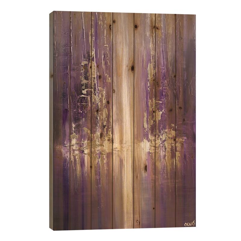 Purple Rain Print On Wood by Osnat Tzadok - Multi-Color - 26x18x1.5