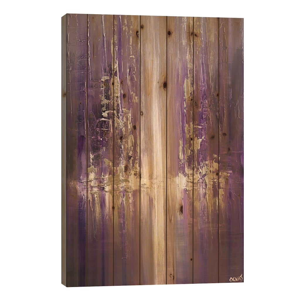 Purple Rain Print On Wood by Osnat Tzadok - Multi-Color