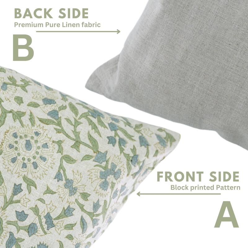 Fabdivine Floral Gift, Living Room Aqua Linen Pillow Cover, Pushplata