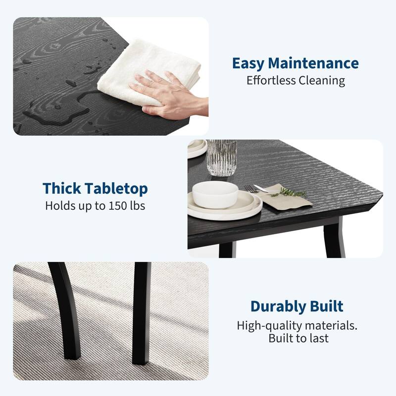 Dining Table Set for 4, with 2 Upholstered Benches