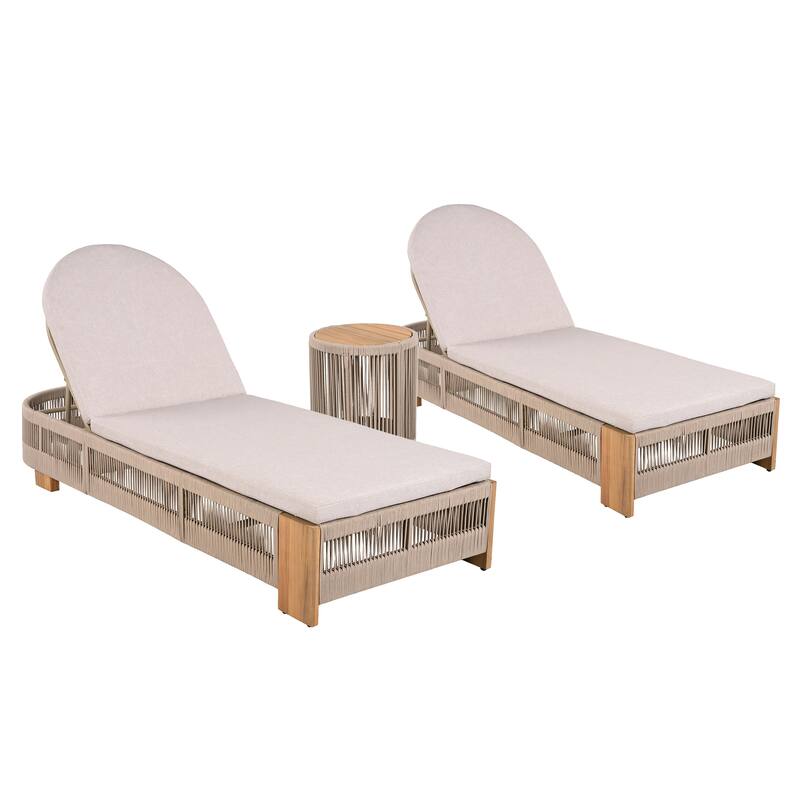 Spruce & Spring Khloe Outdoor Chaise Lounge Chair, Acacia wood Pool Chair