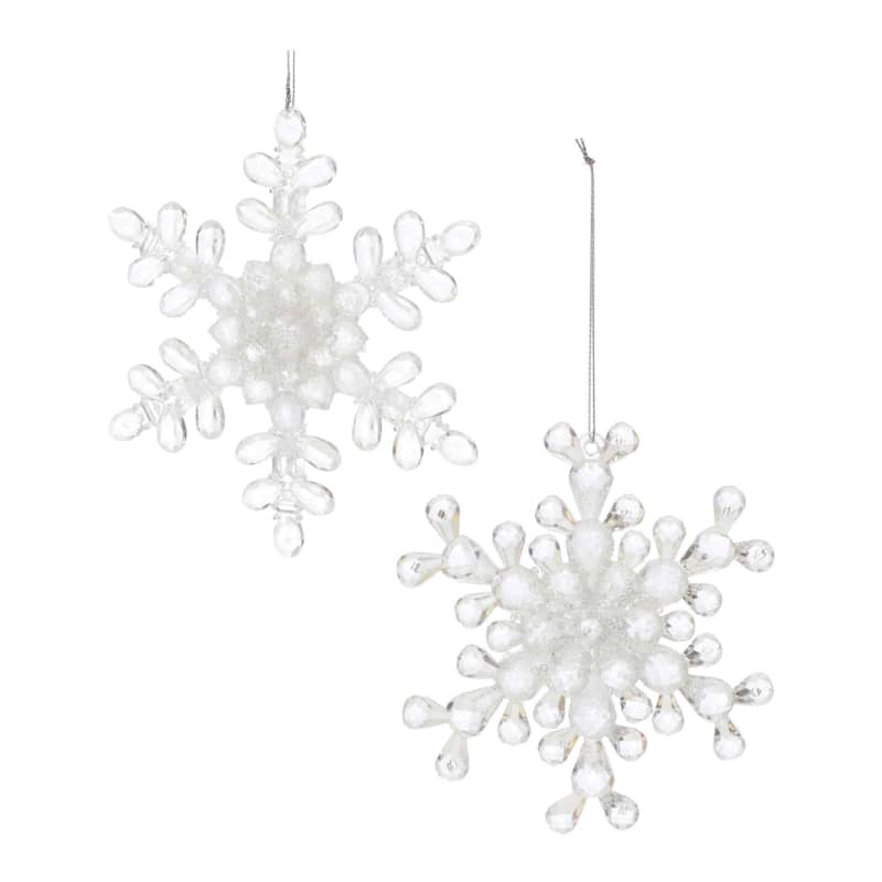 Glittered Snowflake Christmas Ornaments - 5.25" - 24ct