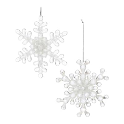 Glittered Snowflake Christmas Ornaments - 5.25" - 24ct