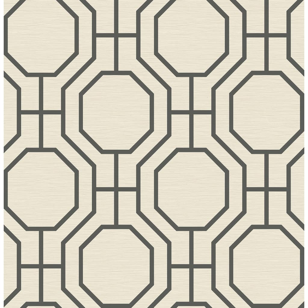 A-Street Prints Manor Black Geometric Trellis Wallpaper