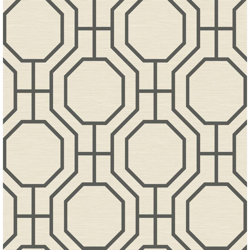 A-Street Prints Manor Black Geometric Trellis Wallpaper
