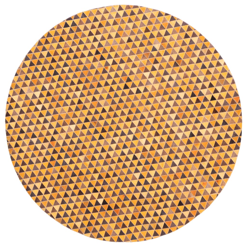 ECARPETGALLERY Handmade Cowhide Patchwork Orange Leather Rug - 7' x 7'