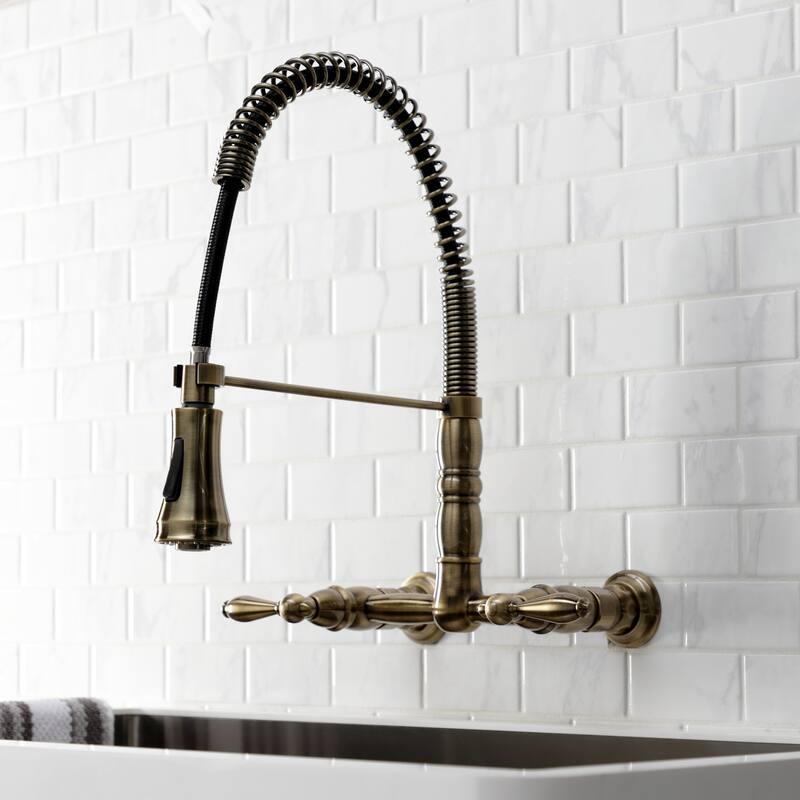 Heritage Two-Handle Wall-Mount Pull-Down Sprayer Kitchen Faucet