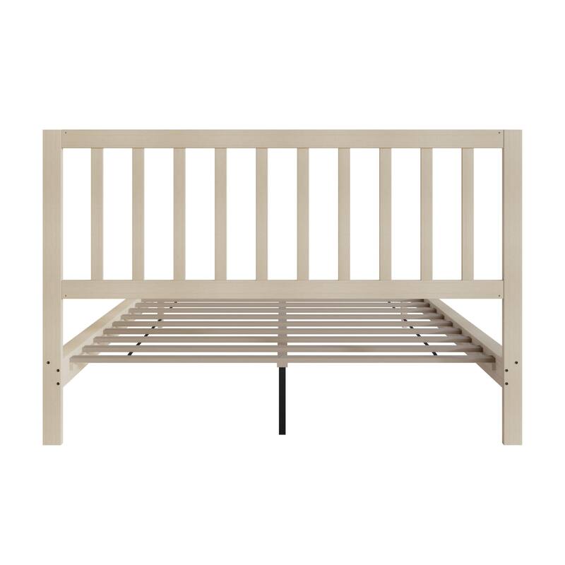 Clayfell Lancaster Platform Bed Frame with Slatted Headboard, No box spring required, Easy Assembly