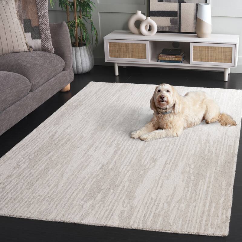 SAFAVIEH Handmade Ebony Sandy Wool Rug