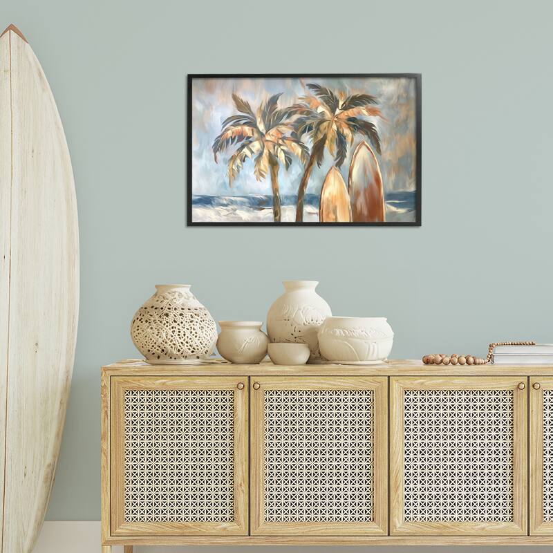 Stupell Warm Tropical Surfboards Framed Giclee Art Design By Ramona Murdock