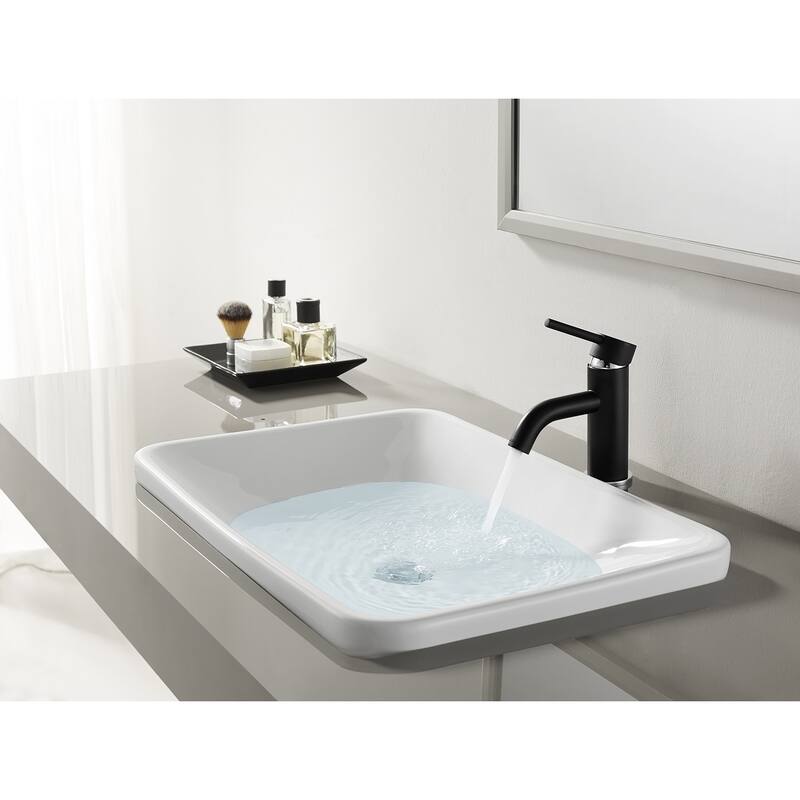 Kingston Brass Concord Single-Handle Bathroom Faucet with Push Pop-Up - Matte Black/Polished Chrome
