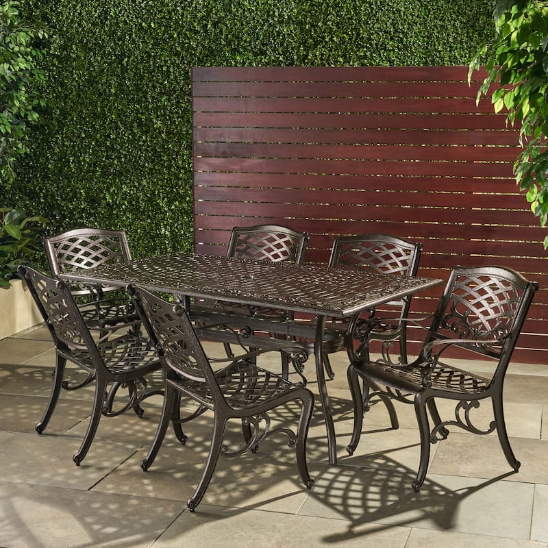Hallandale 7-pc. Aluminum Bronze Dining Set by Christopher Knight Home