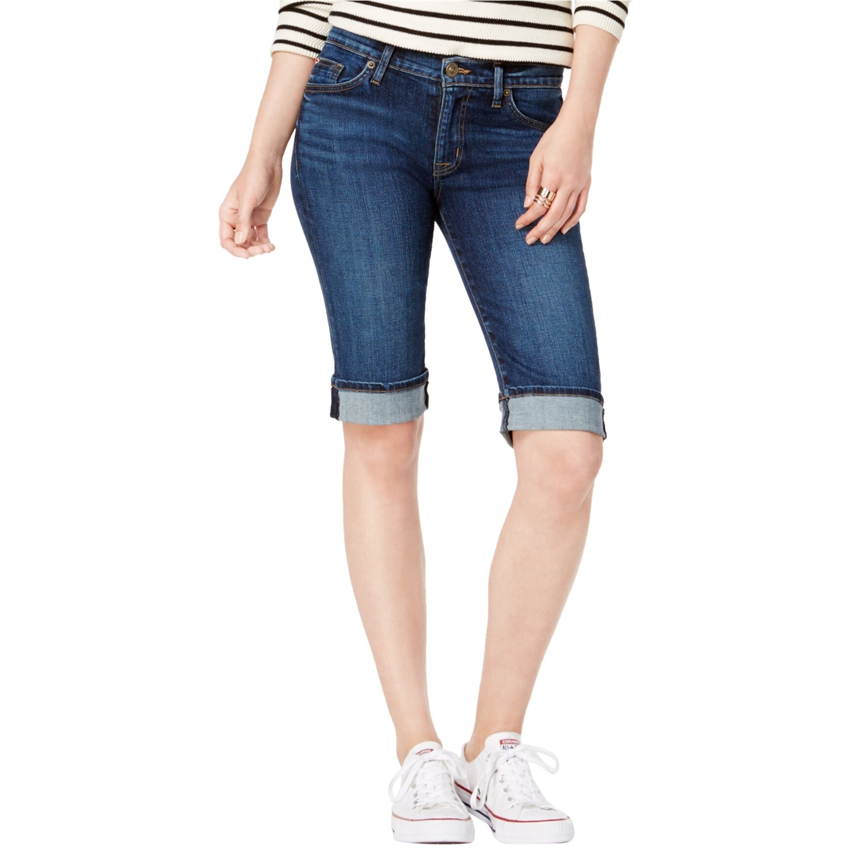 Shop Hudson Womens Amelia Casual Bermuda Shorts Blue 23