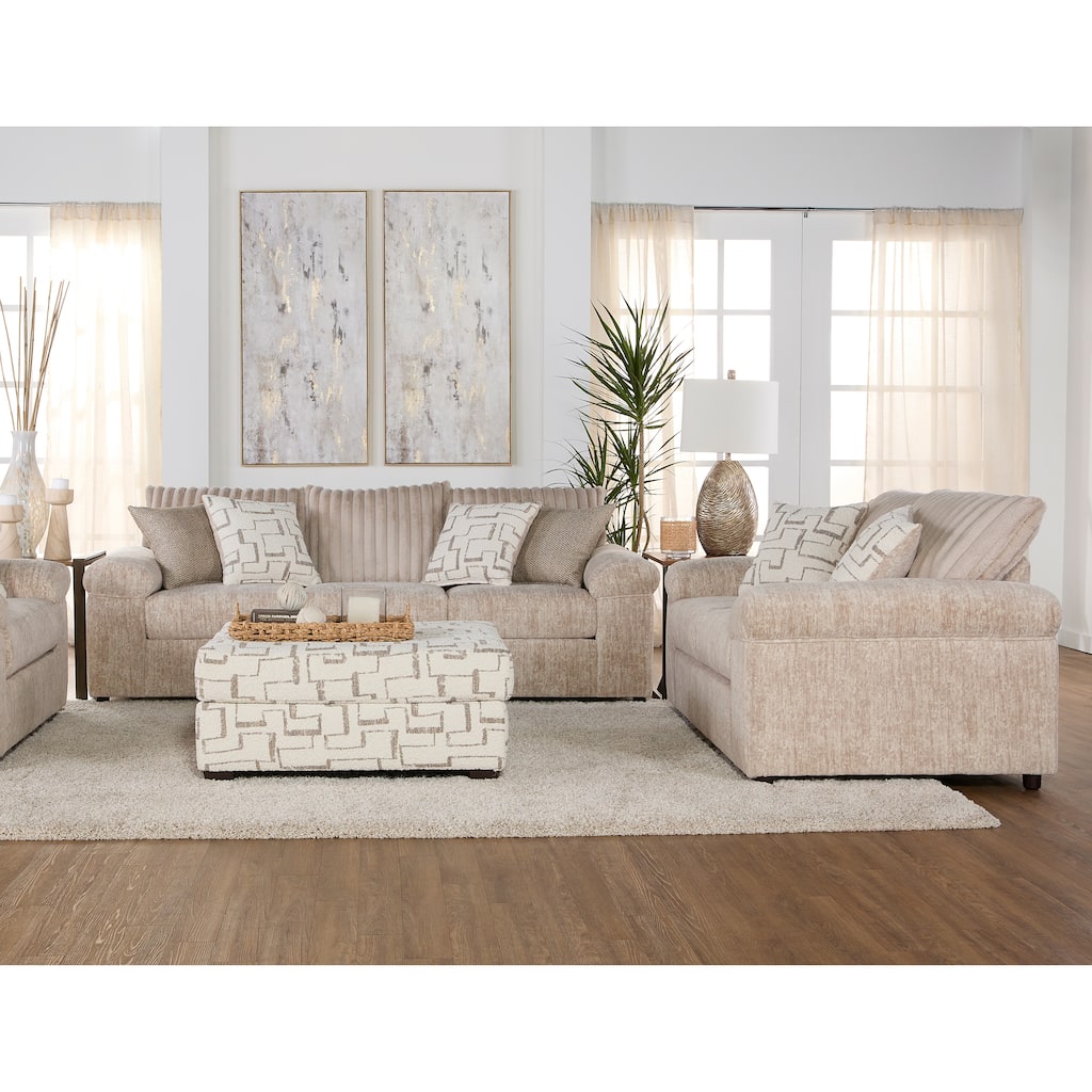 Roundhill Furniture Nason Wide Wale Corduroy Sofa, Loveseat, and Ottoman Set