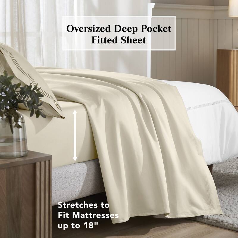 Superior Egyptian Cotton 650 TC Extra Deep Pocket Fitted Sheet