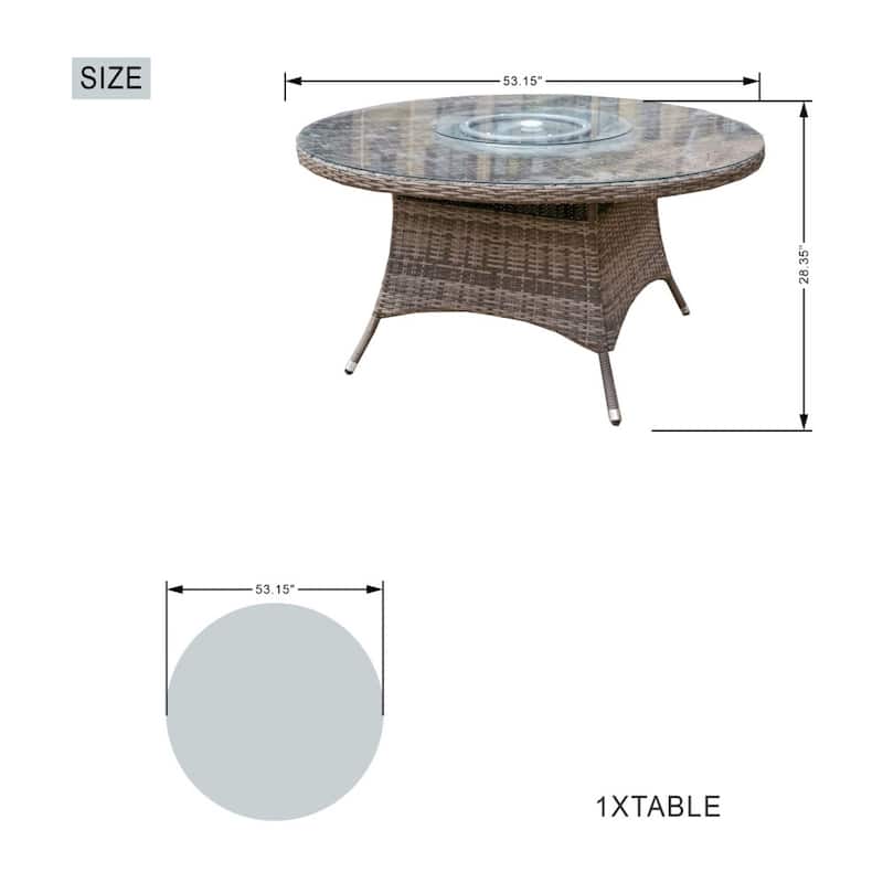 Aluminum Outdoor Dining Set with Round Dining Table and Wicker Chairs
