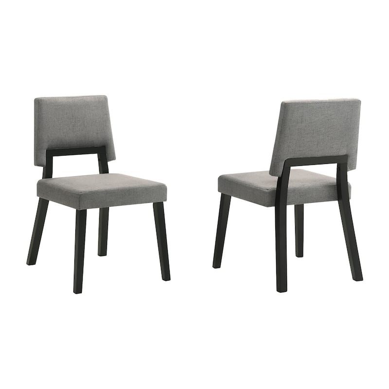 Black/Charcoal Gray Fabric Upholstered Wood Frame Dining Chair, Set of 2, Sturdy Dining Chair for Dining Rooms - 15.5