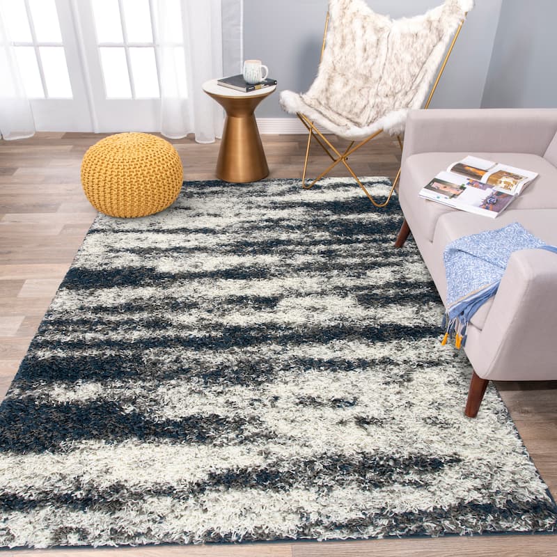 World Rug Gallery Modern Abstract Design Plush Shag Area Rug