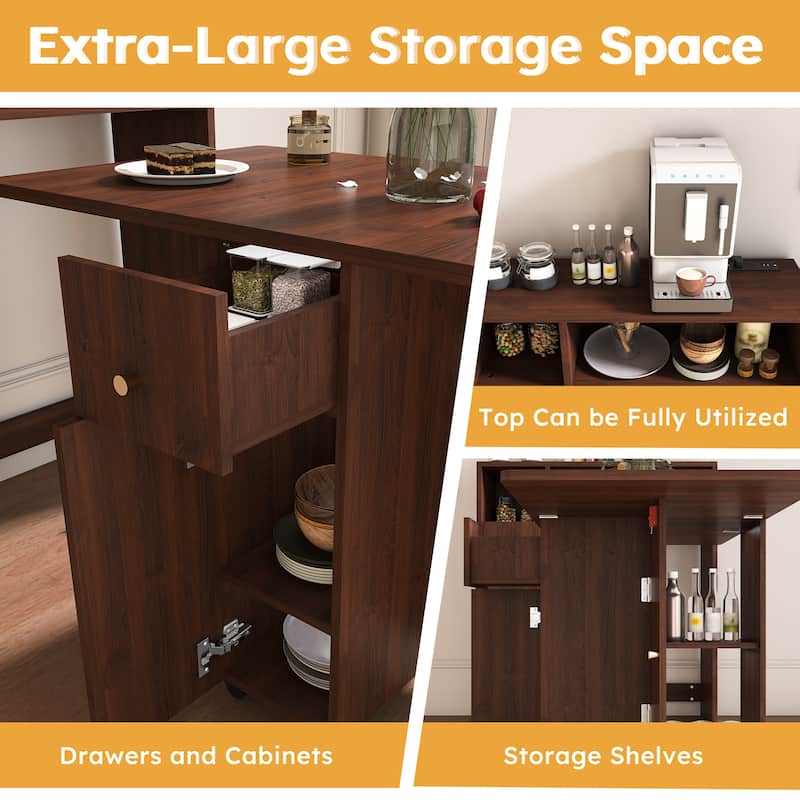 Multifunctional Folding Dining Table with Wall-Mounted Sideboard & Storage for Small Apartments - 37.4”L x 11.8”W x 43.3”H