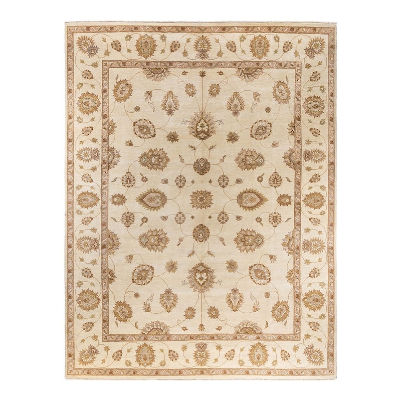 Oushak One-of-a-Kind Hand-Knotted Area Rug, Ivory - 9' 2" x 12' 1"