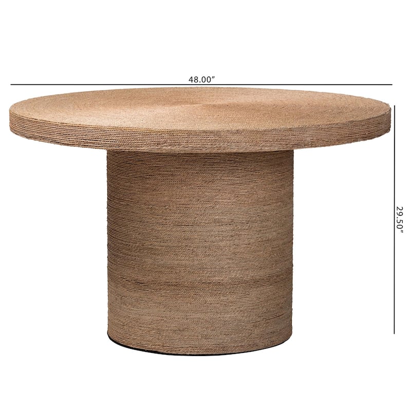 Bistra Modern Bohemian Natural Brown Seagrass and Wood Dining Table