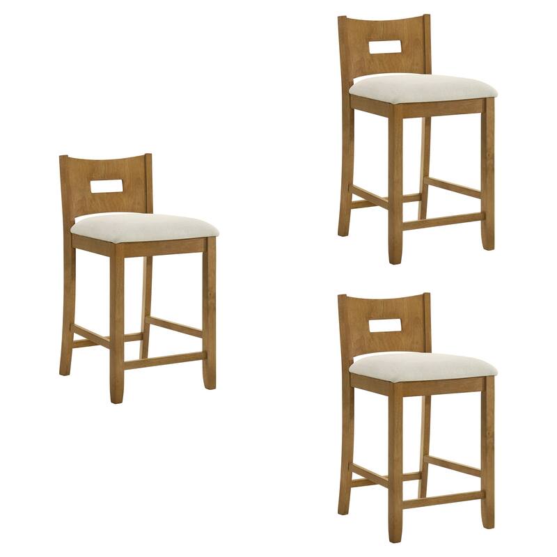 Ren Rubberword Bar Stool, Ivory Upholstered Counter Height Stool