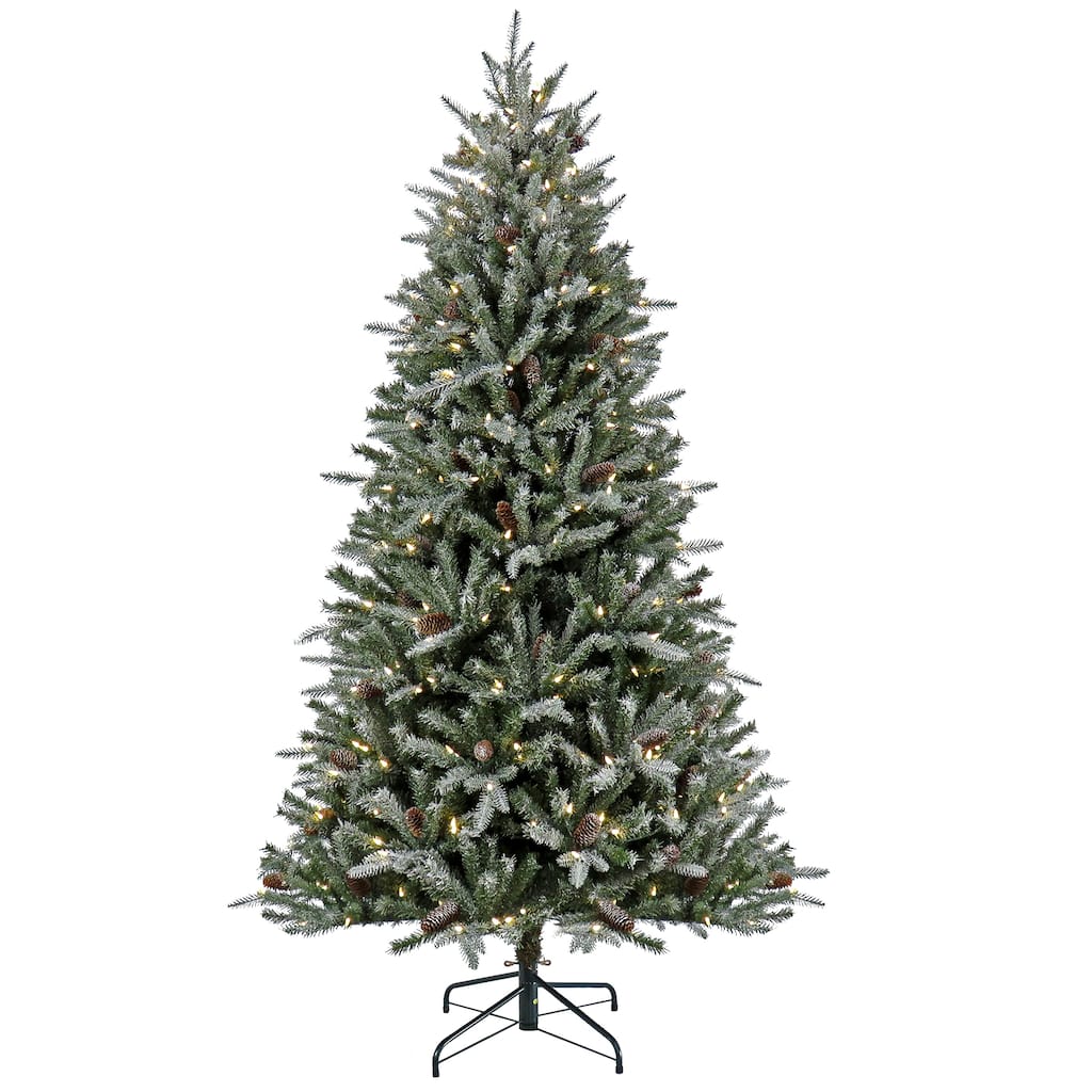 National Tree Company 7 ft. Pre-Lit Snowy Olallie Pine Tree with LED Lights - 7 Foot