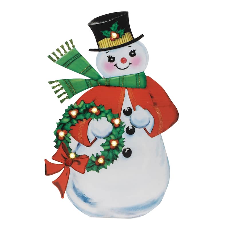 Light Up Snowman Tabletop Decor for Christmas Home Accents - 15.5” x 6” x 24” - White-Red-Green